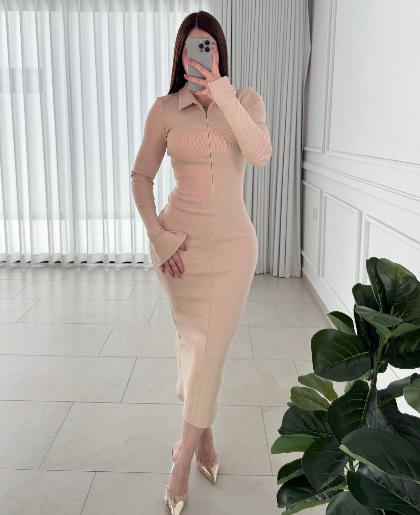 Vestido Zipper Nude