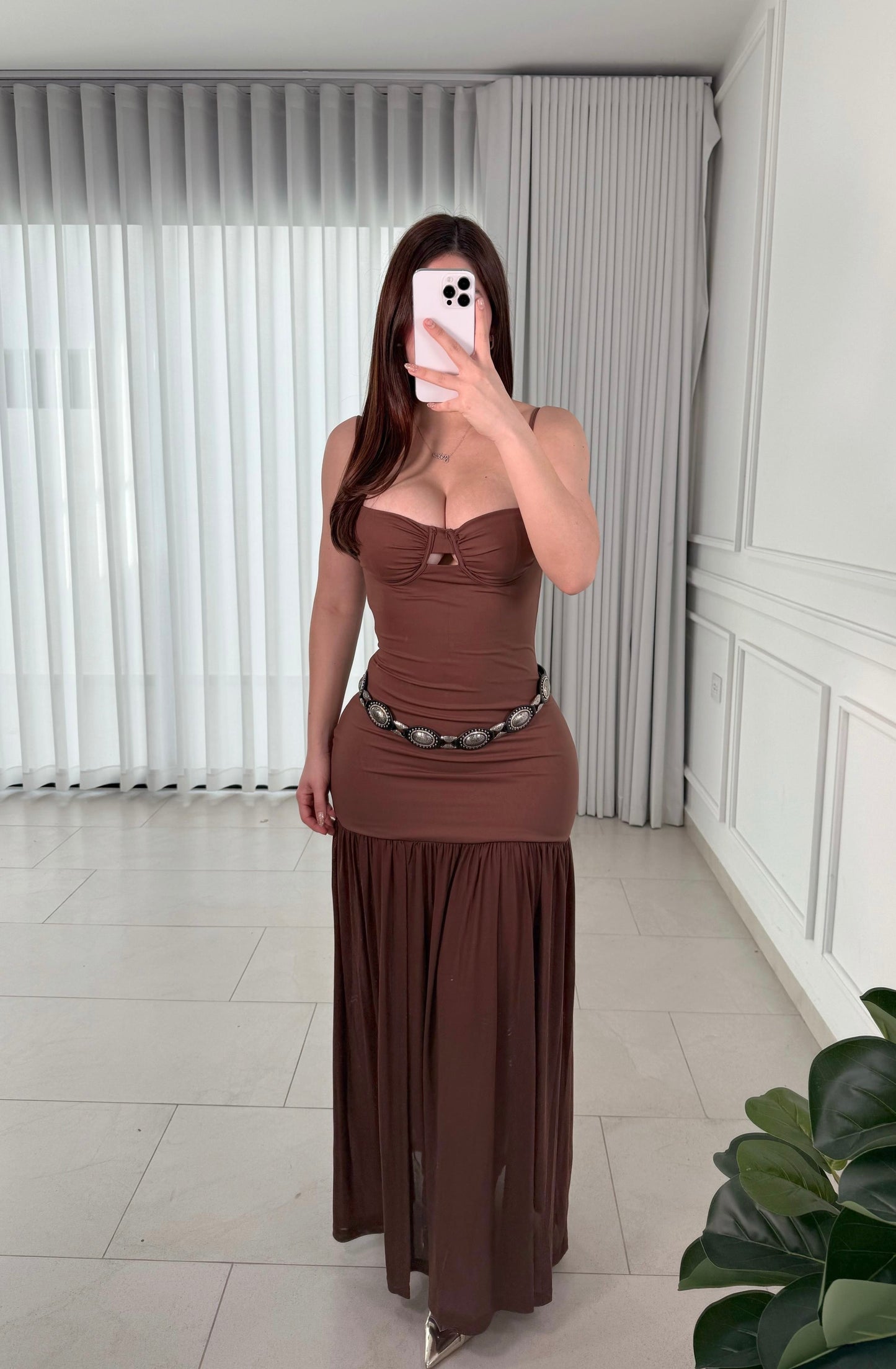 Vestido Sweetheart Brown