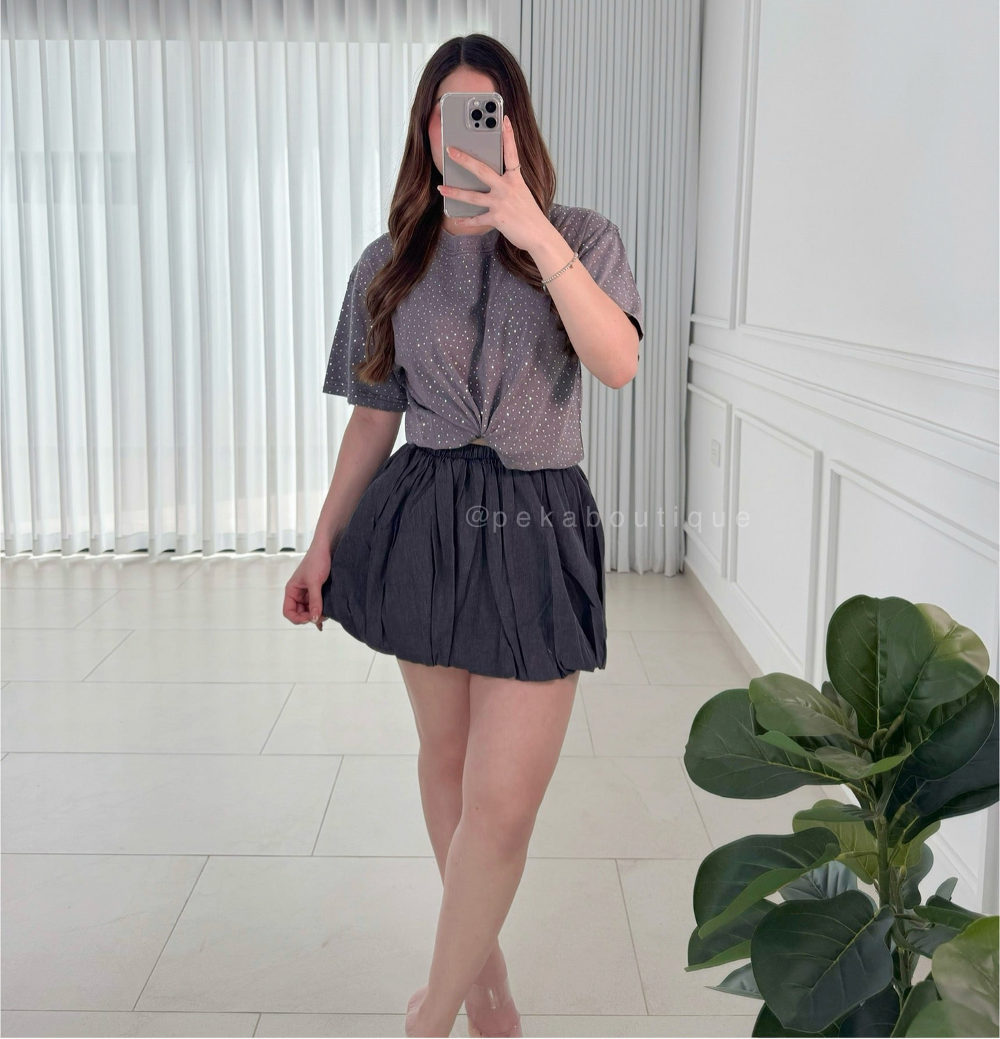 Falda Bubble Charcoal