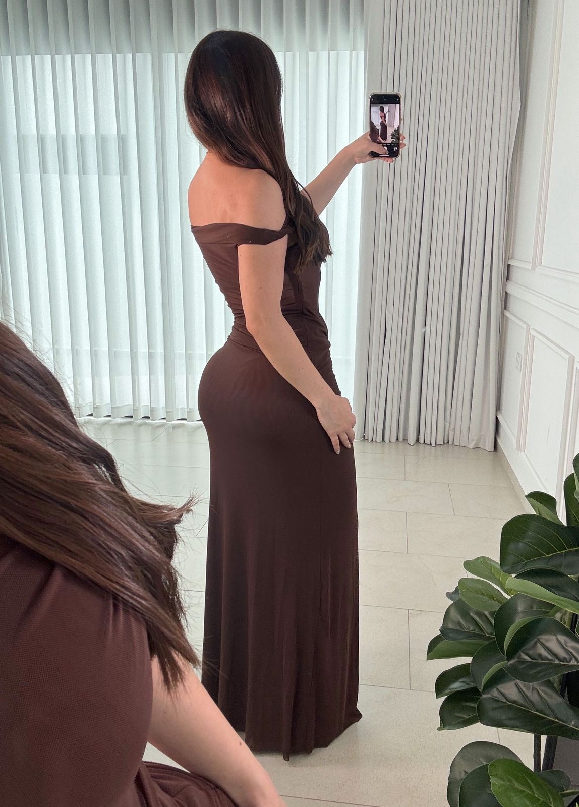 Vestido Asymmetric Brown