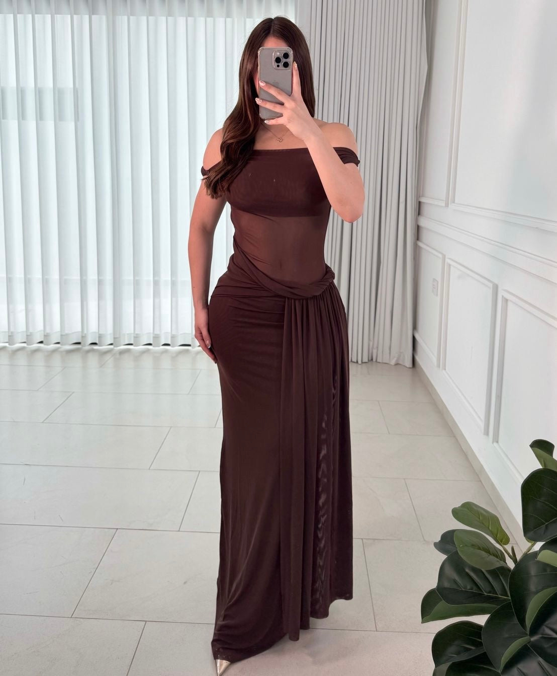 Vestido Asymmetric Brown