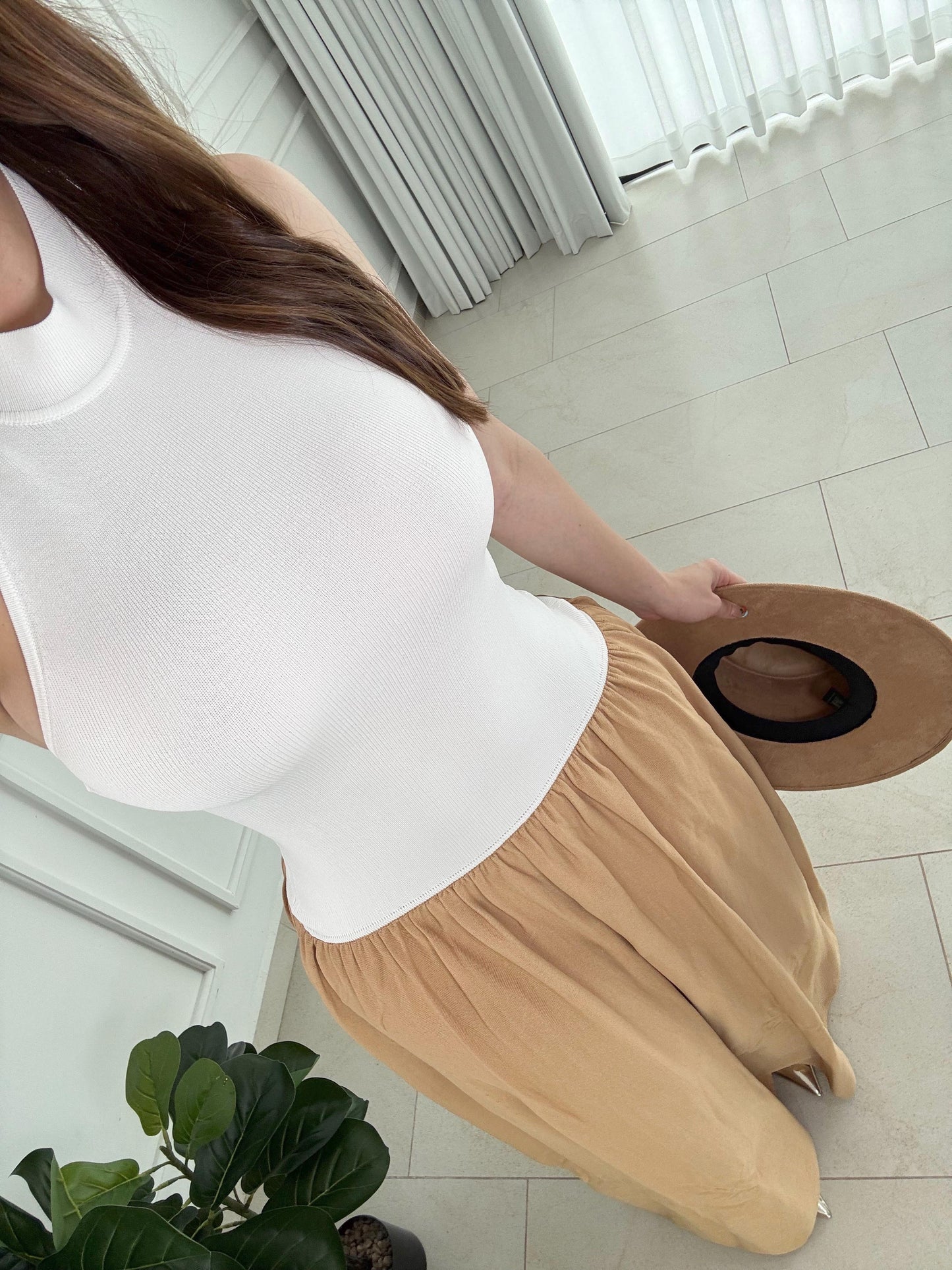 Vestido Contrast Nude