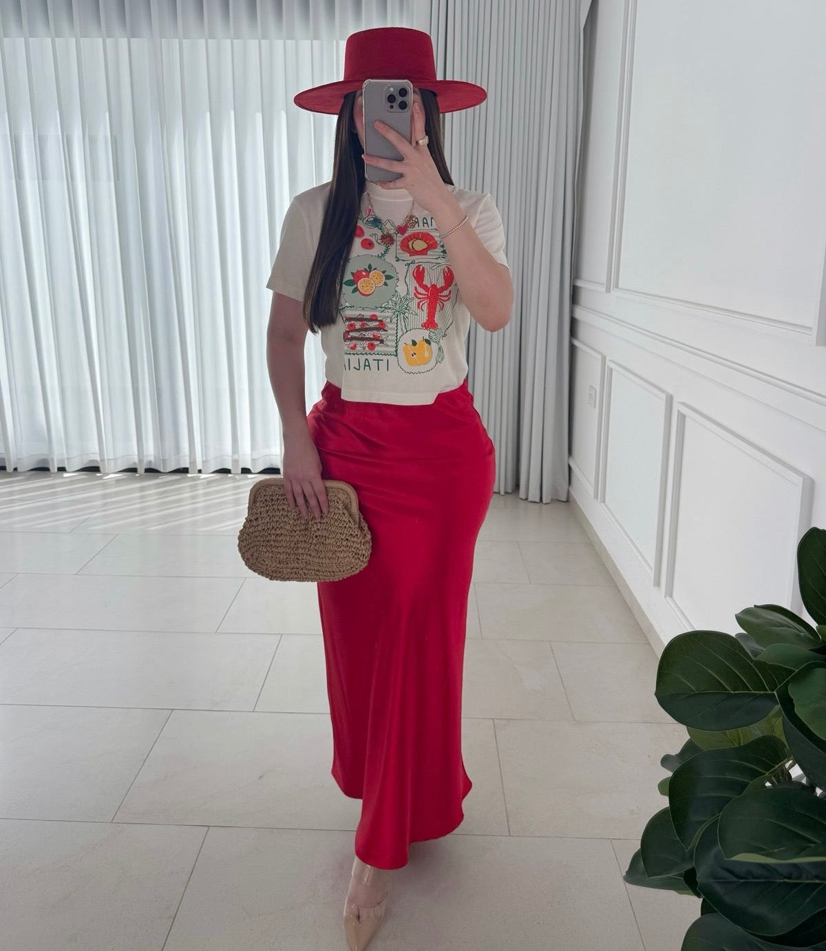 Falda Satin Red