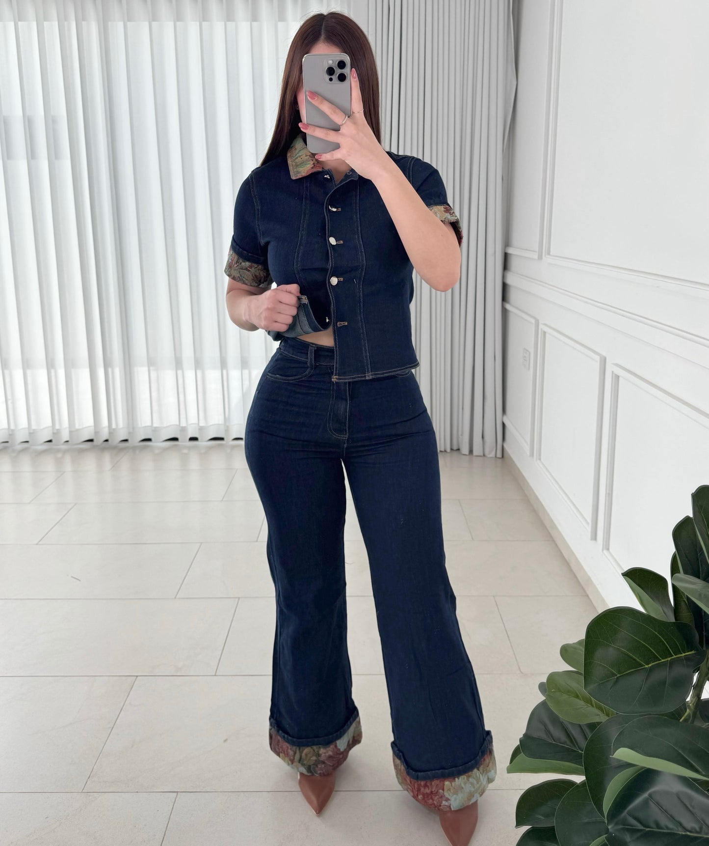 Conjunto Floral Denim