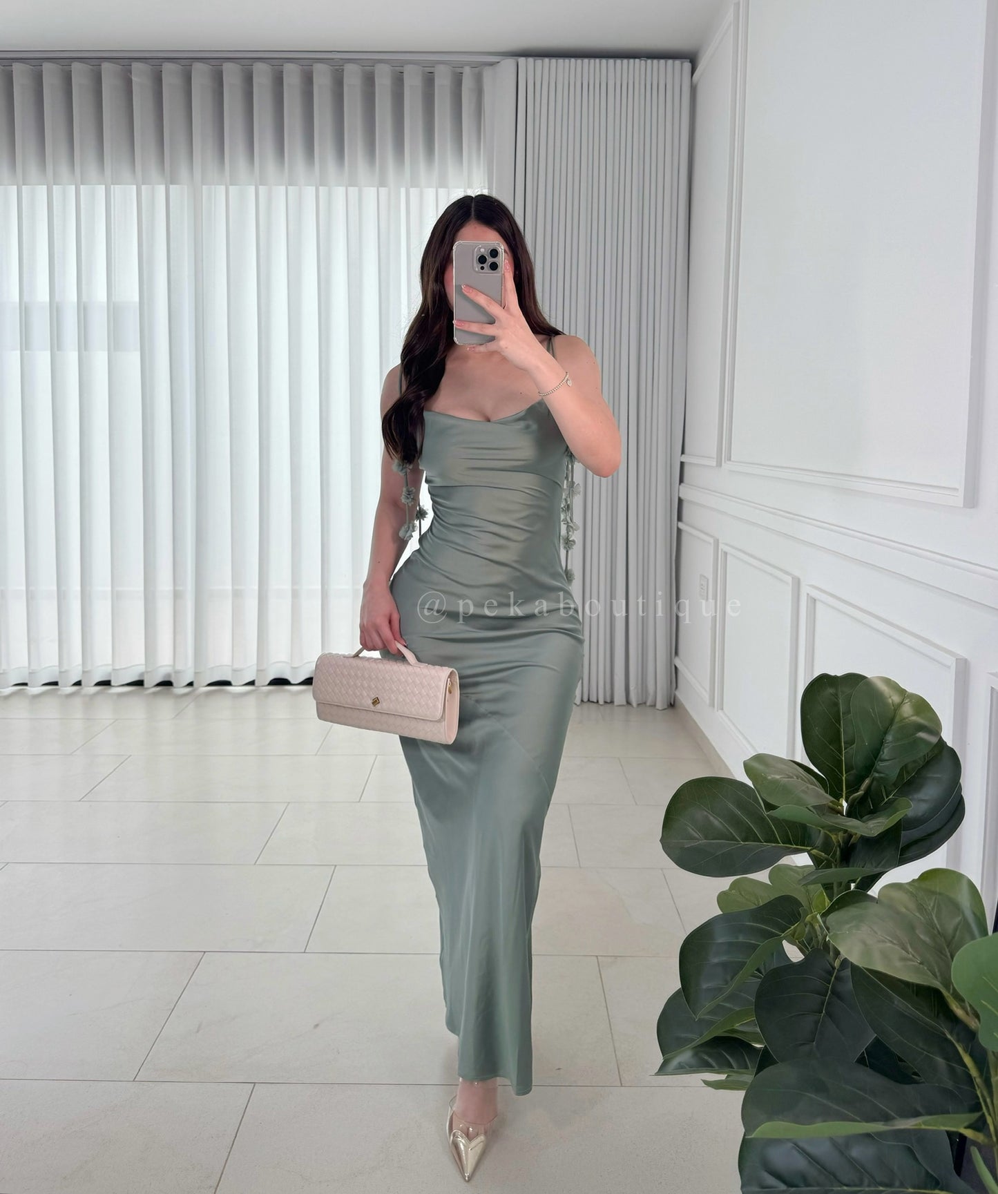 Vestido Satin Sage