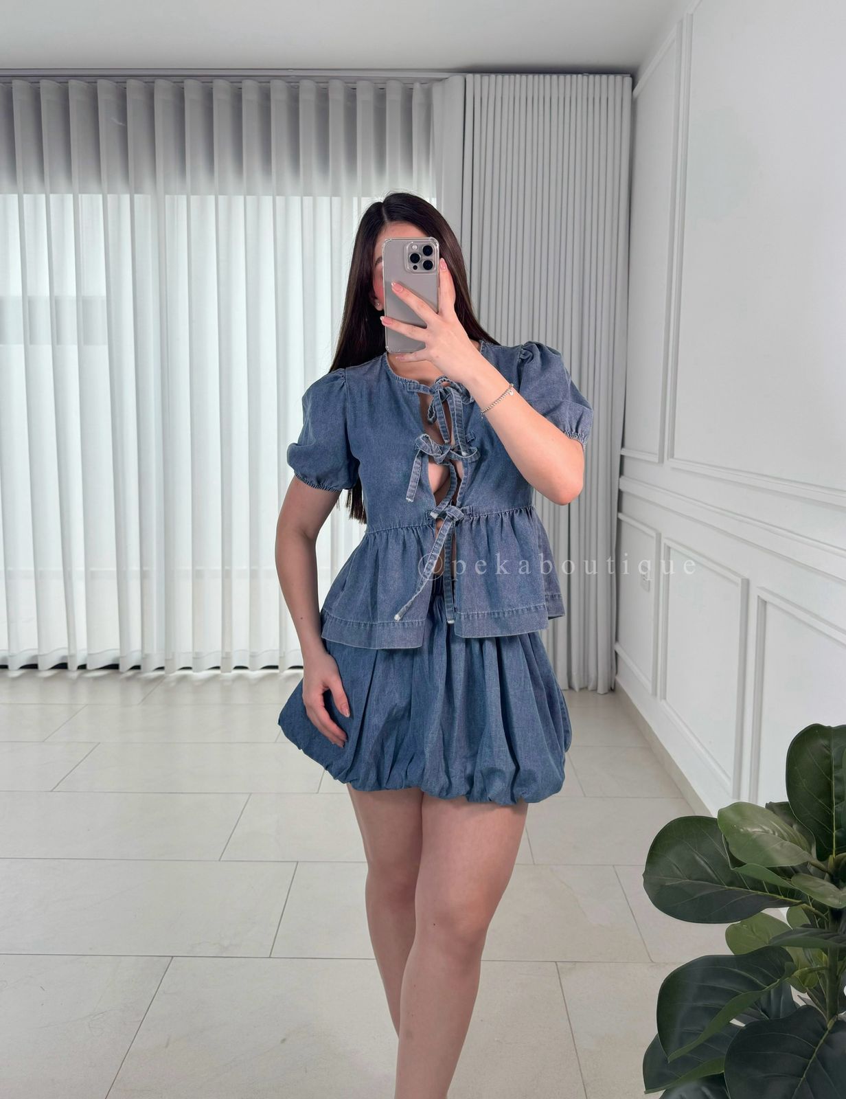Blusa Denim Bow