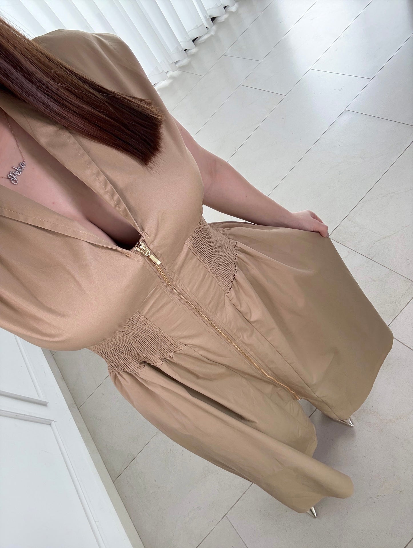 Vestido Front Zip Nude