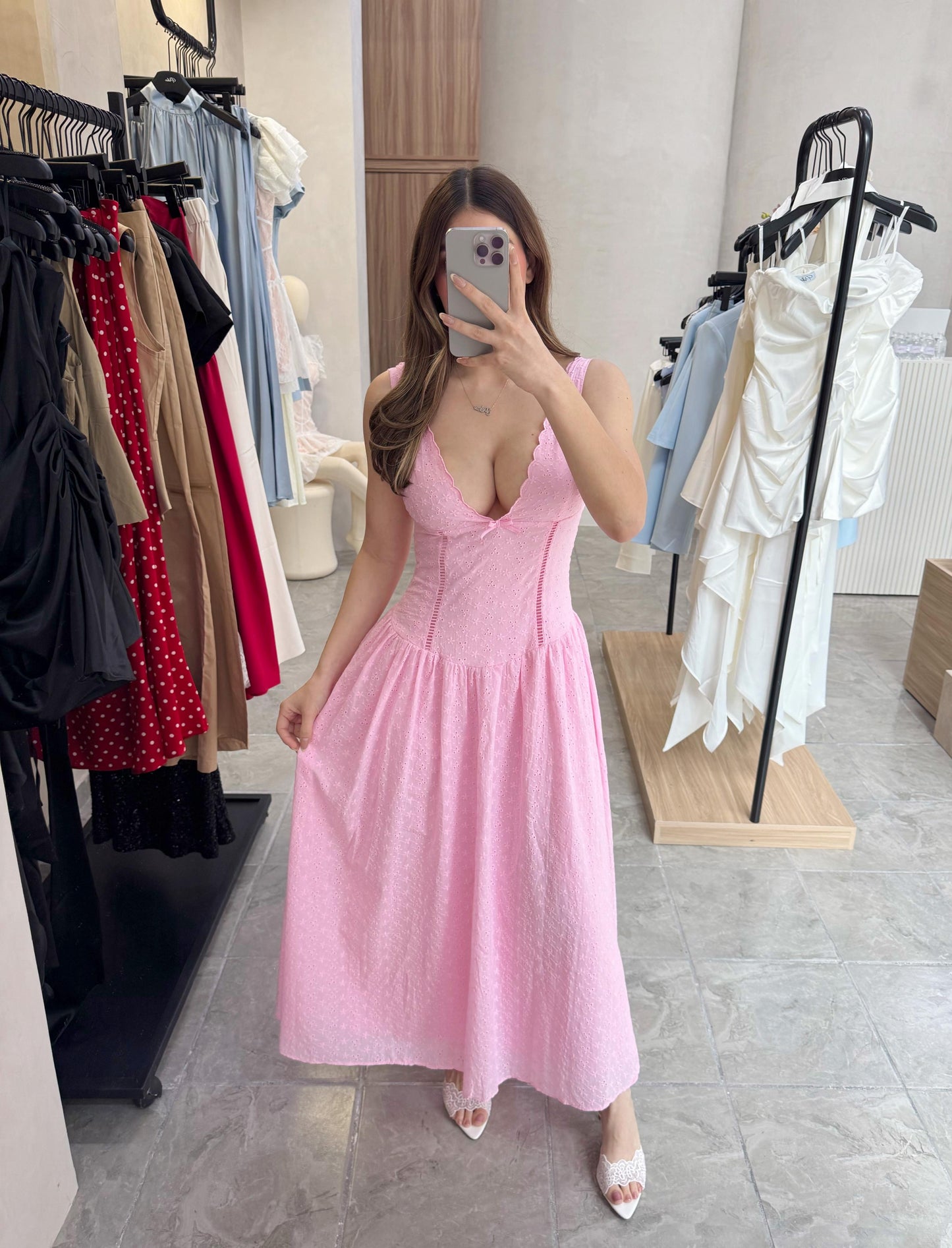 Vestido Broderie Pink
