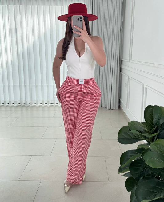 Pantalón Gingham Red