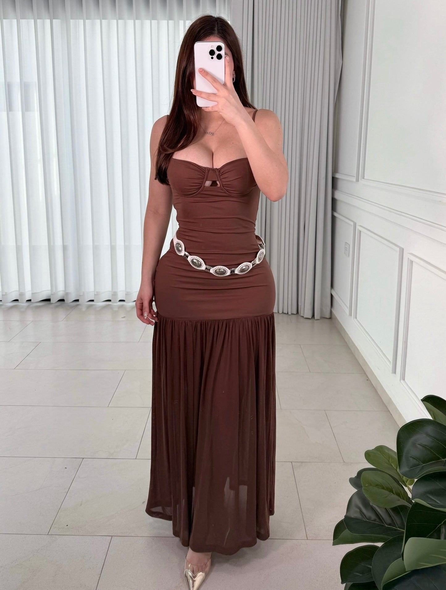Vestido Sweetheart Brown