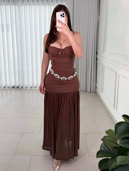 Vestido Sweetheart Brown