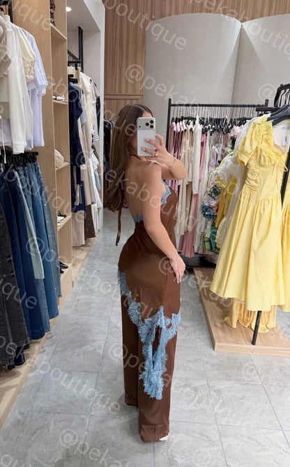 Jumpsuit Satin Brown