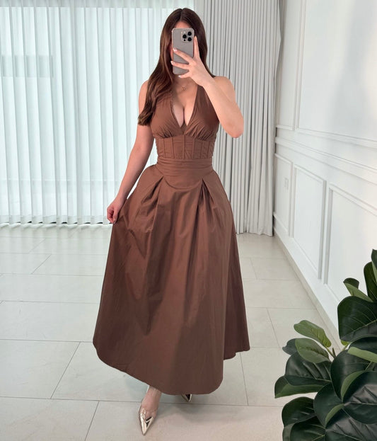 Vestido Halter Brown