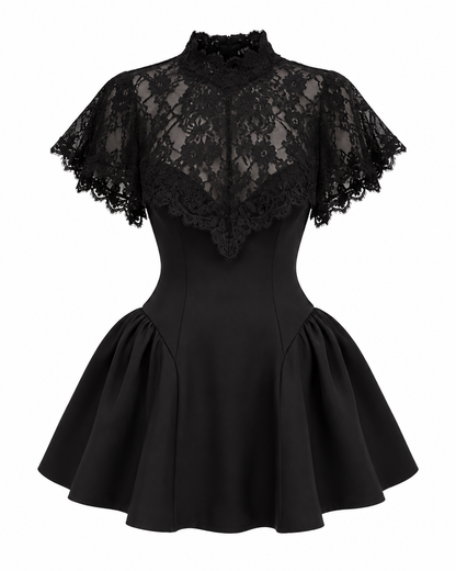 Vestido Lace Cape Black