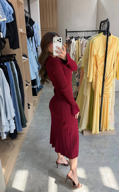 Vestido Mid Button Wine