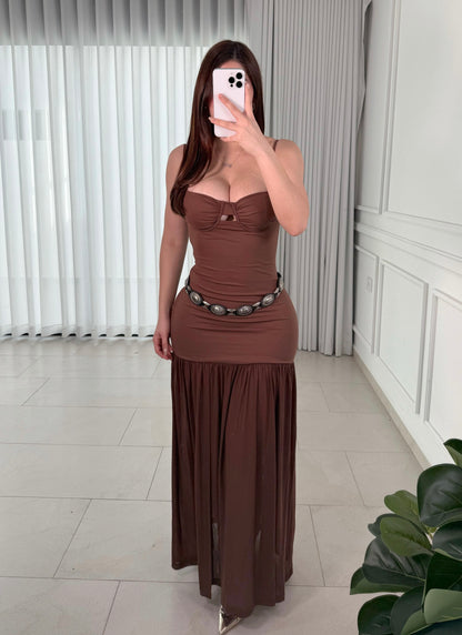 Vestido Sweetheart Brown