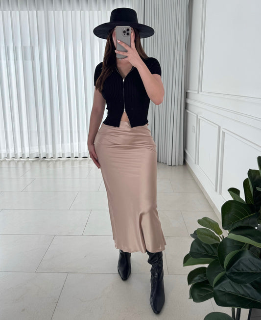 Falda Satin Nude