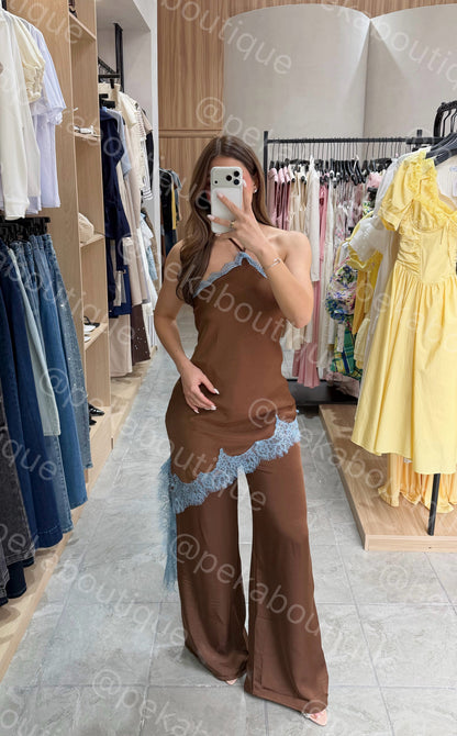 Jumpsuit Satin Brown