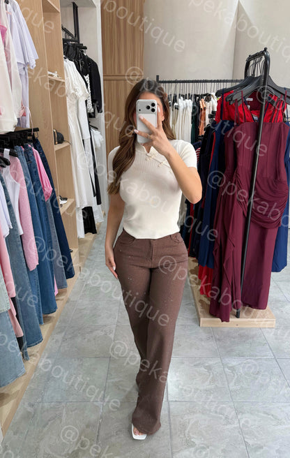Pantalón Rhinestone Brown