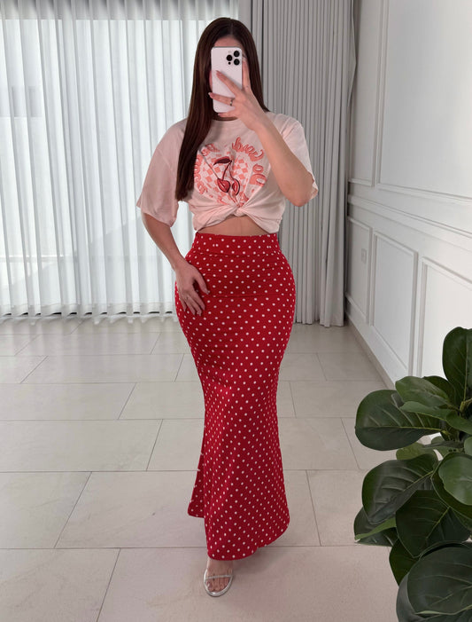 Falda Polka Red