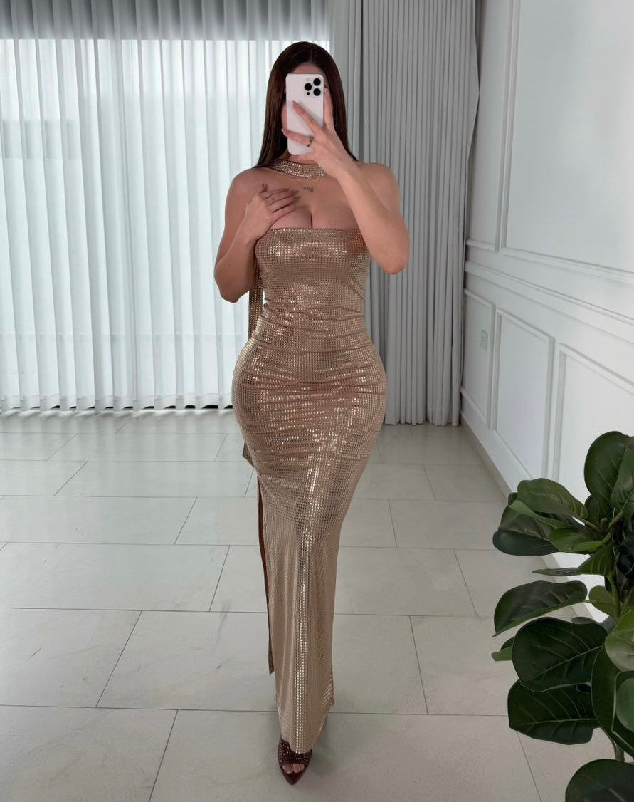 Vestido Shine Gold