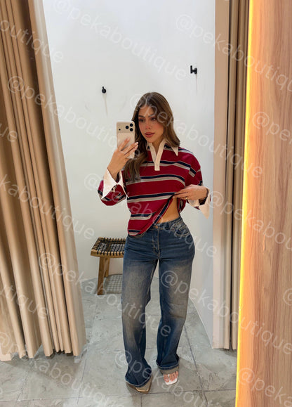 Blusa Varsity Burgundy
