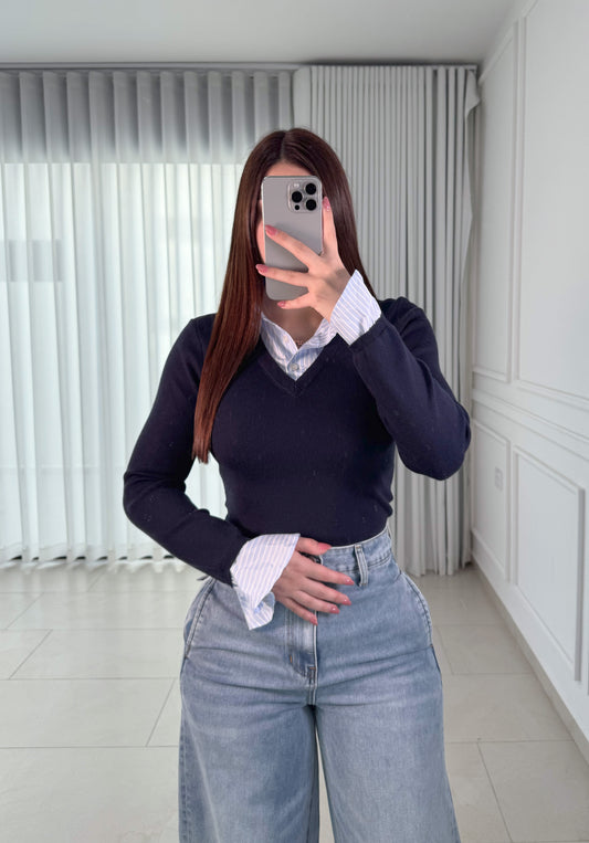 Blusa Flared Navy