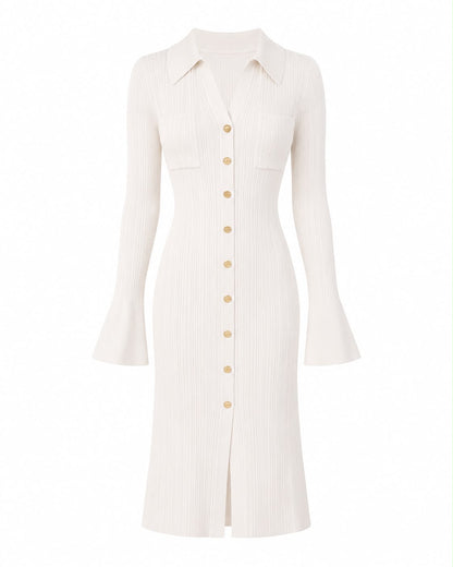 Vestido Mid Button Ivory