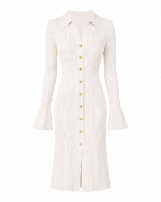 Vestido Mid Button Ivory
