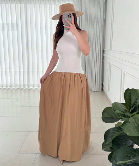 Vestido Contrast Nude