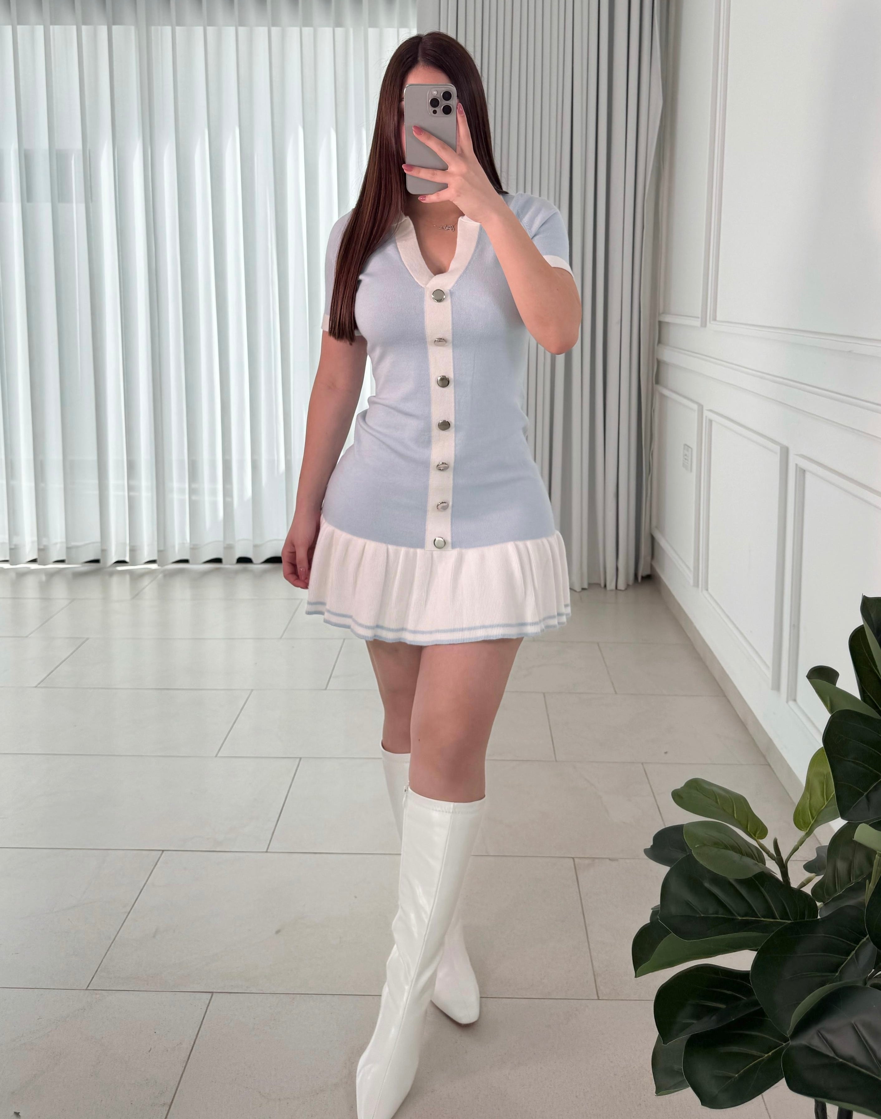 Vestido Ruffled Blue – Peka Boutique