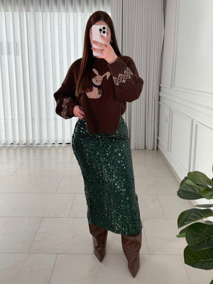 Falda Sequin Green