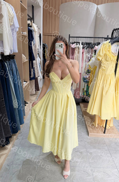 Vestido Sweetheart Yellow