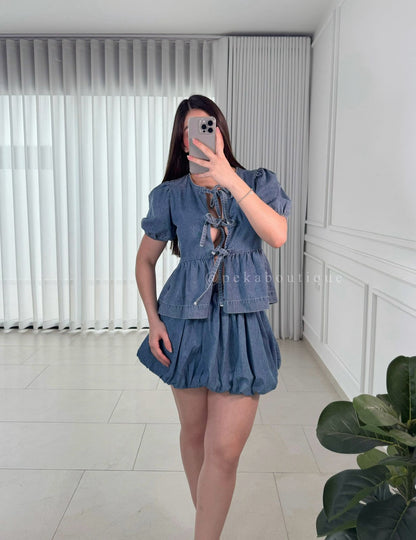 Blusa Denim Bow