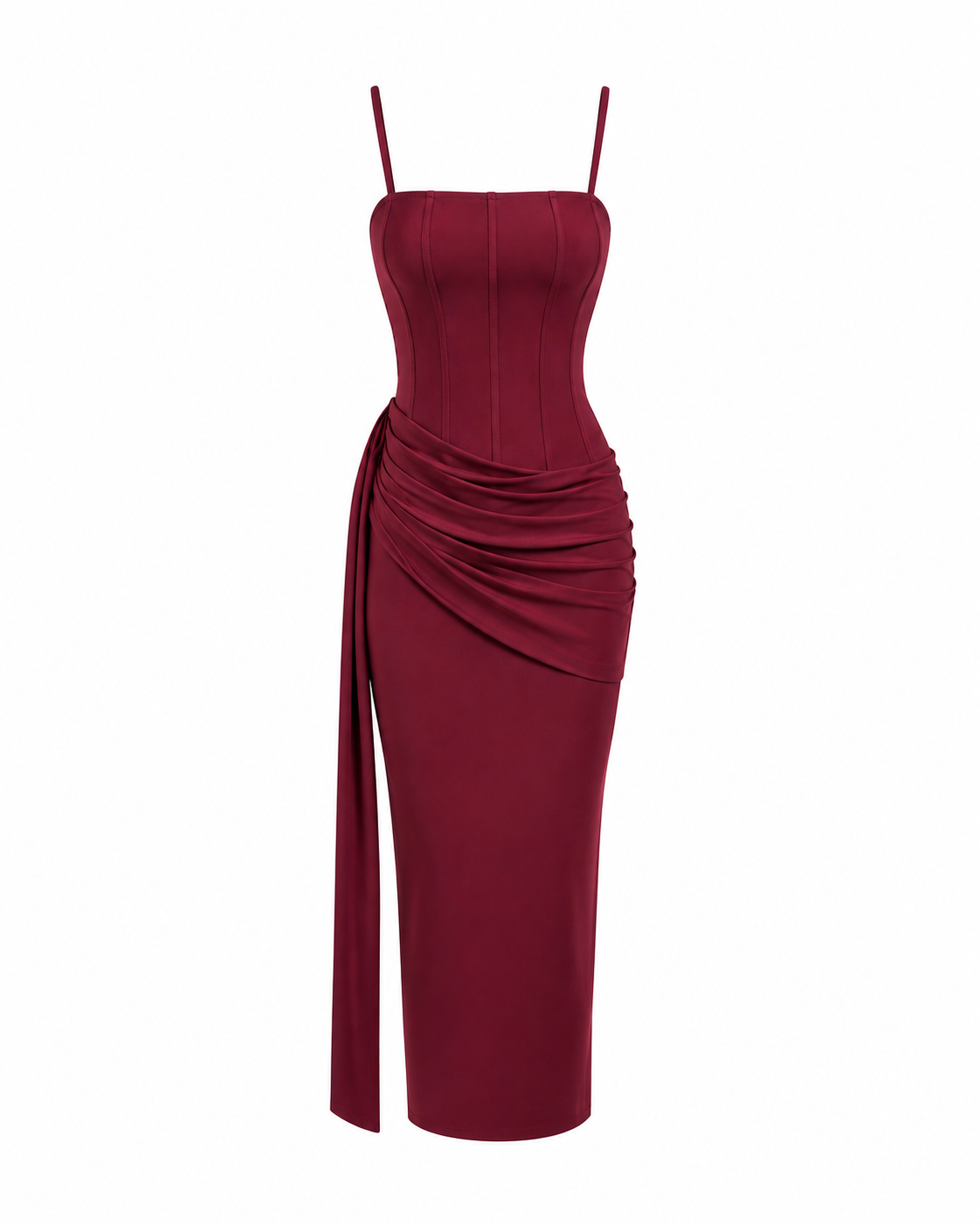 Vestido Ruching Wine