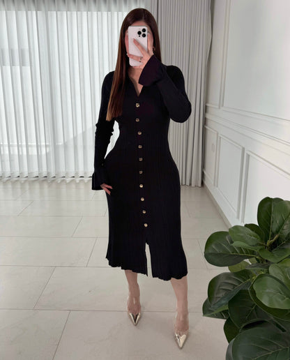 Vestido Mid Button Black