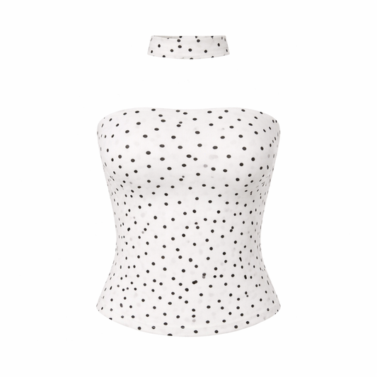 Top Rib Dot White