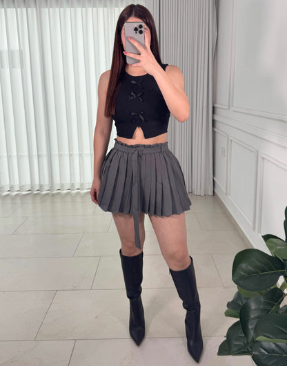 Falda Pleated Charcoal