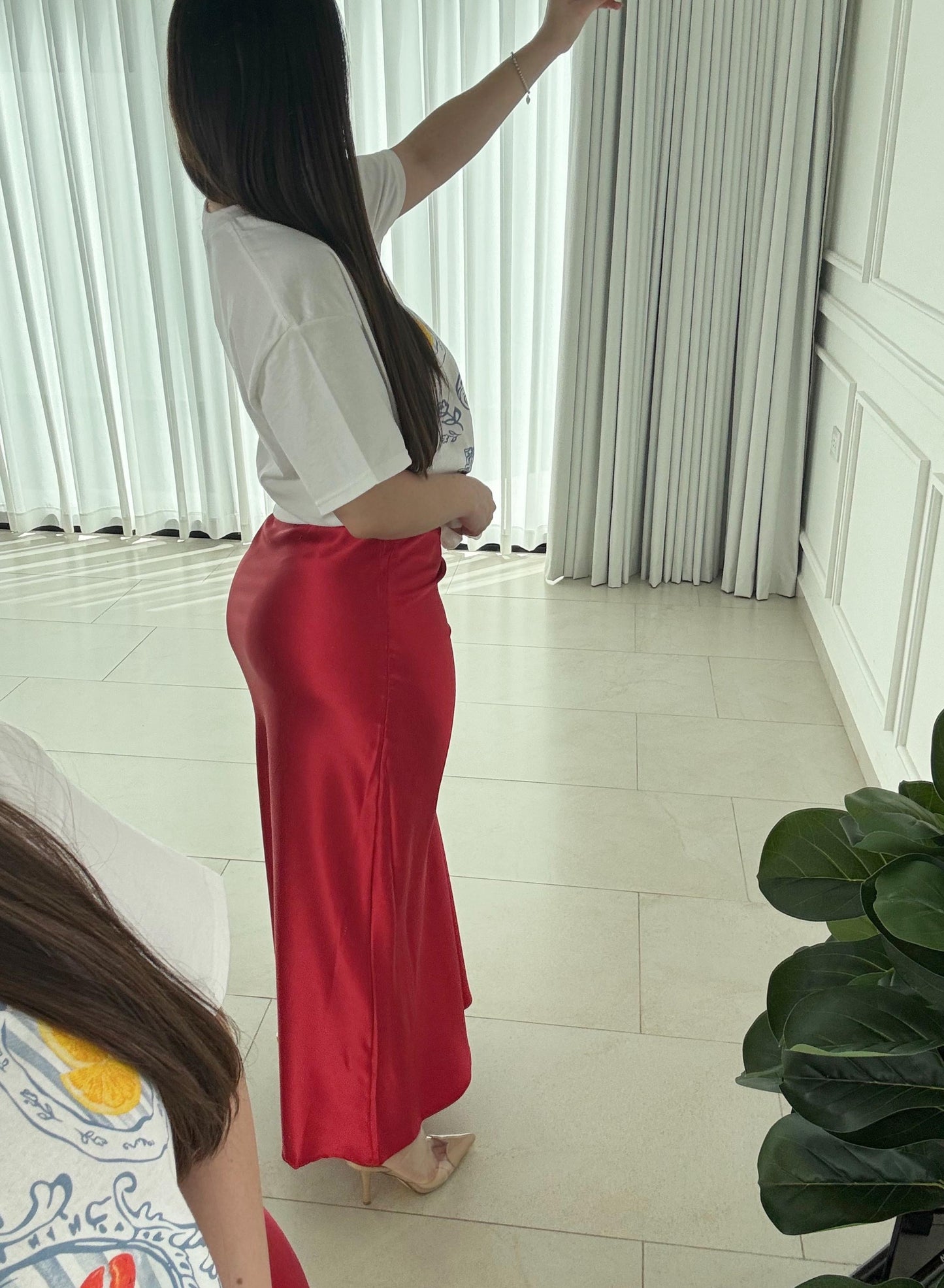 Falda Satin Red