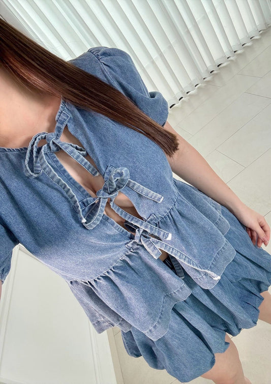 Blusa Denim Bow