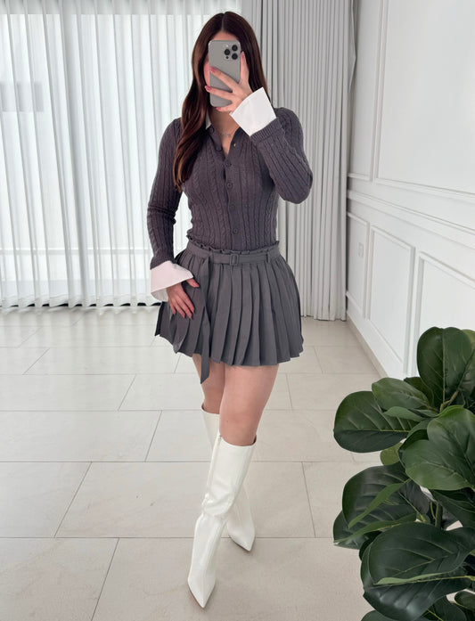 Falda Pleated Charcoal