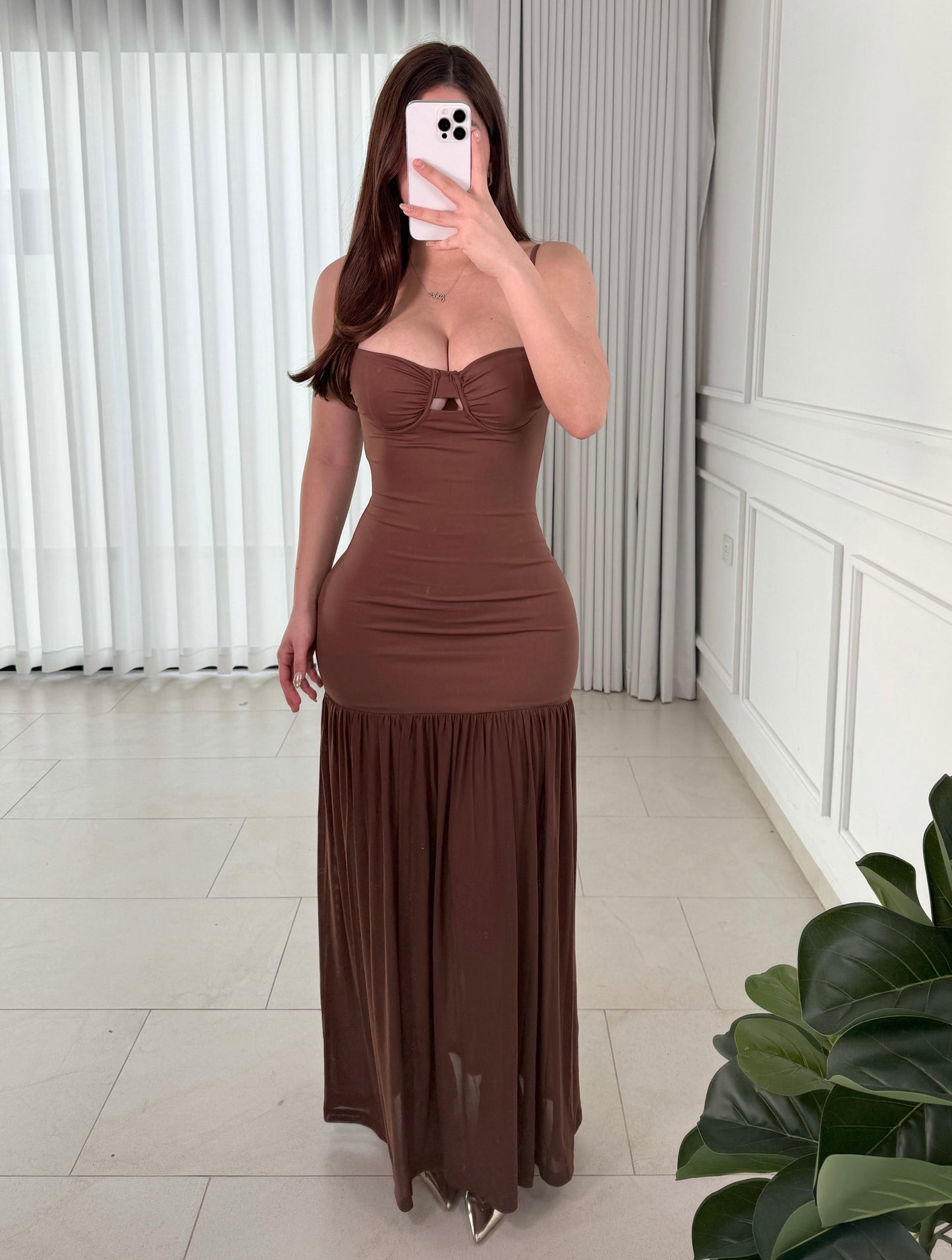 Vestido Sweetheart Brown