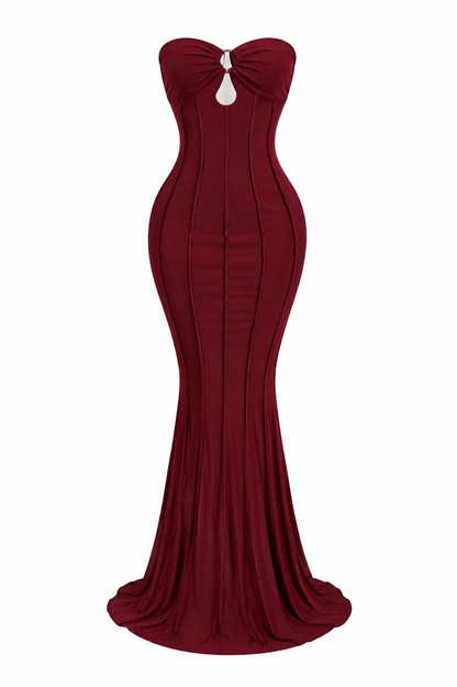 Vestido Strapless Wine