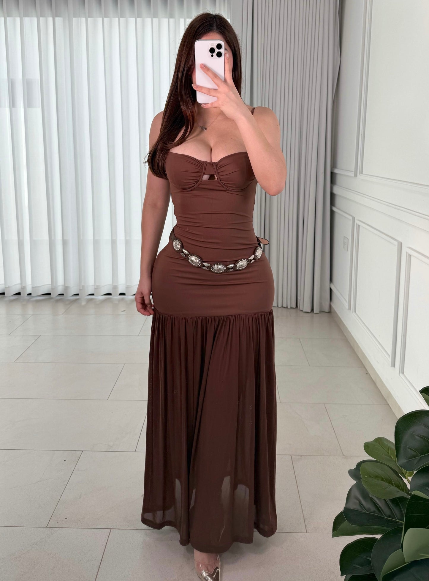 Vestido Sweetheart Brown