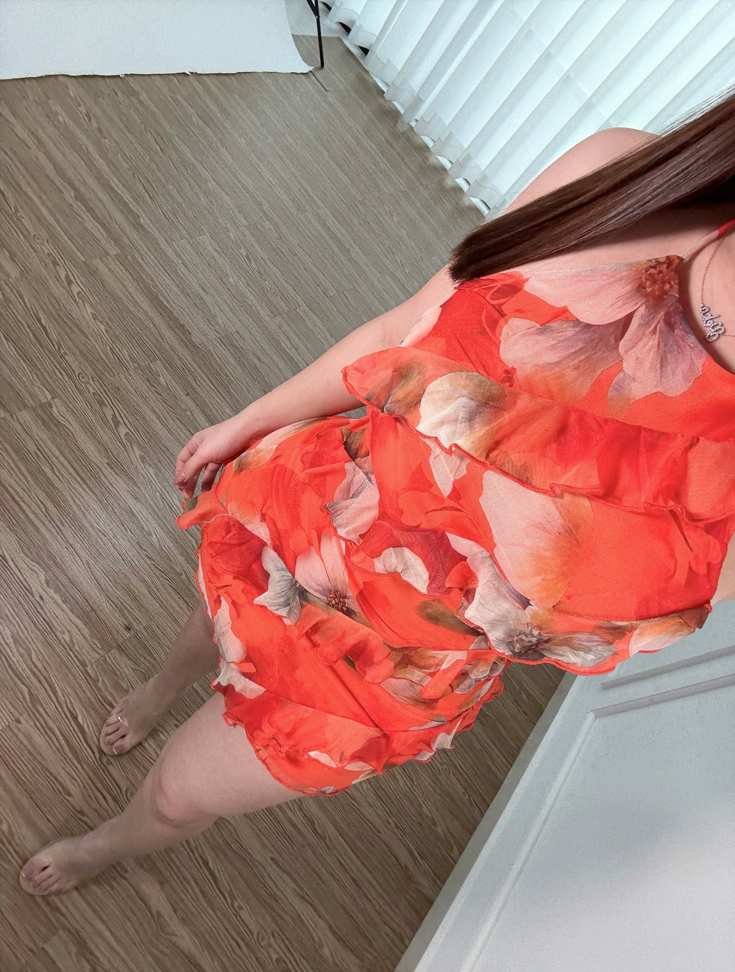 Vestido Wave Floral Orange