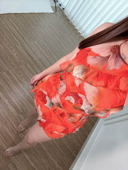 Vestido Wave Floral Orange