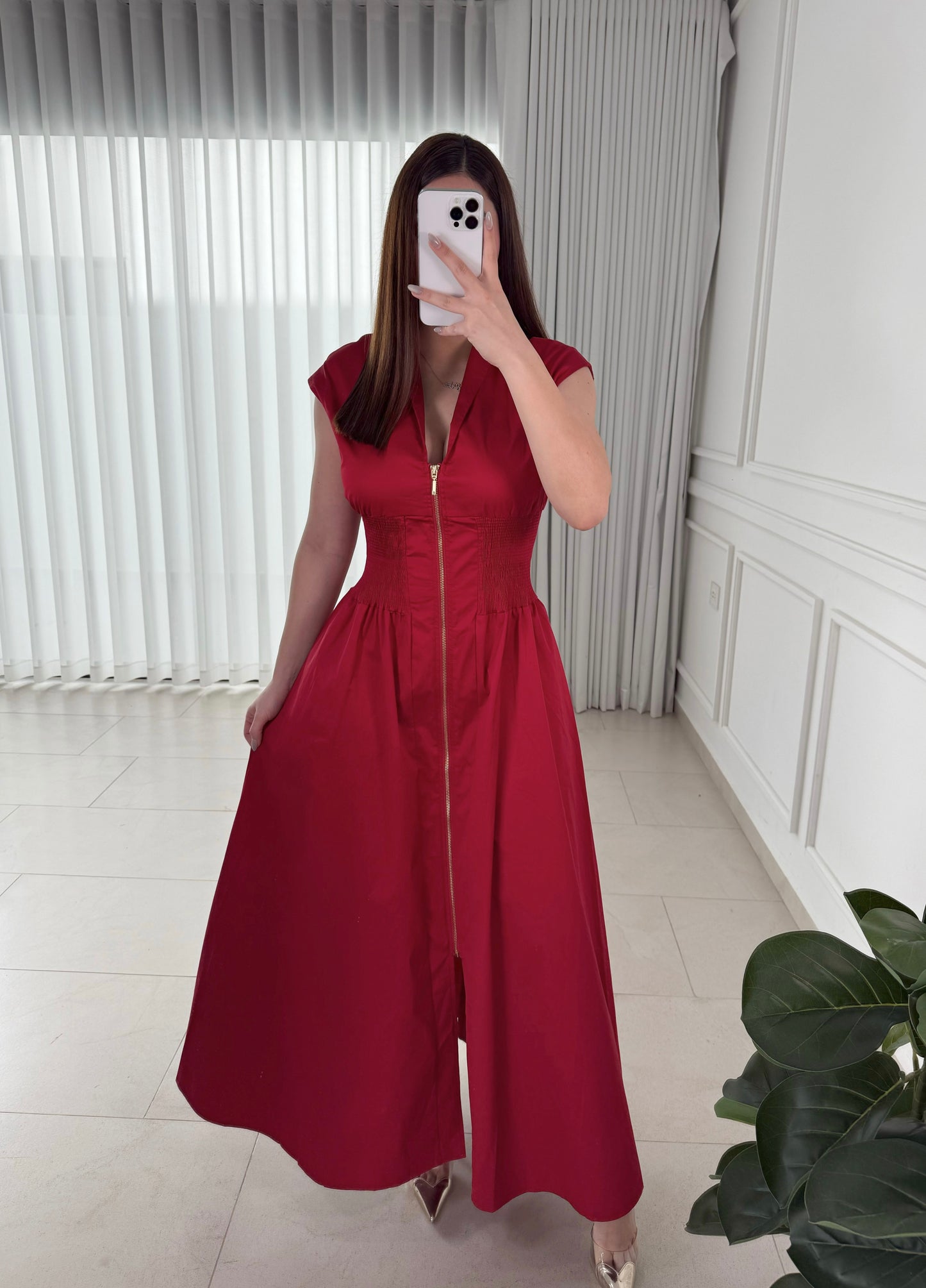 Vestido Front Zip Red