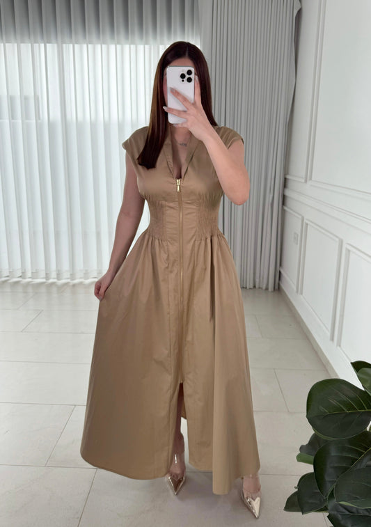 Vestido Front Zip Nude