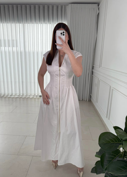 Vestido Front Zip White