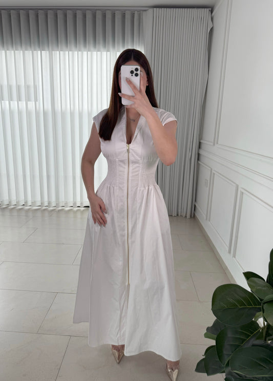 Vestido Front Zip White